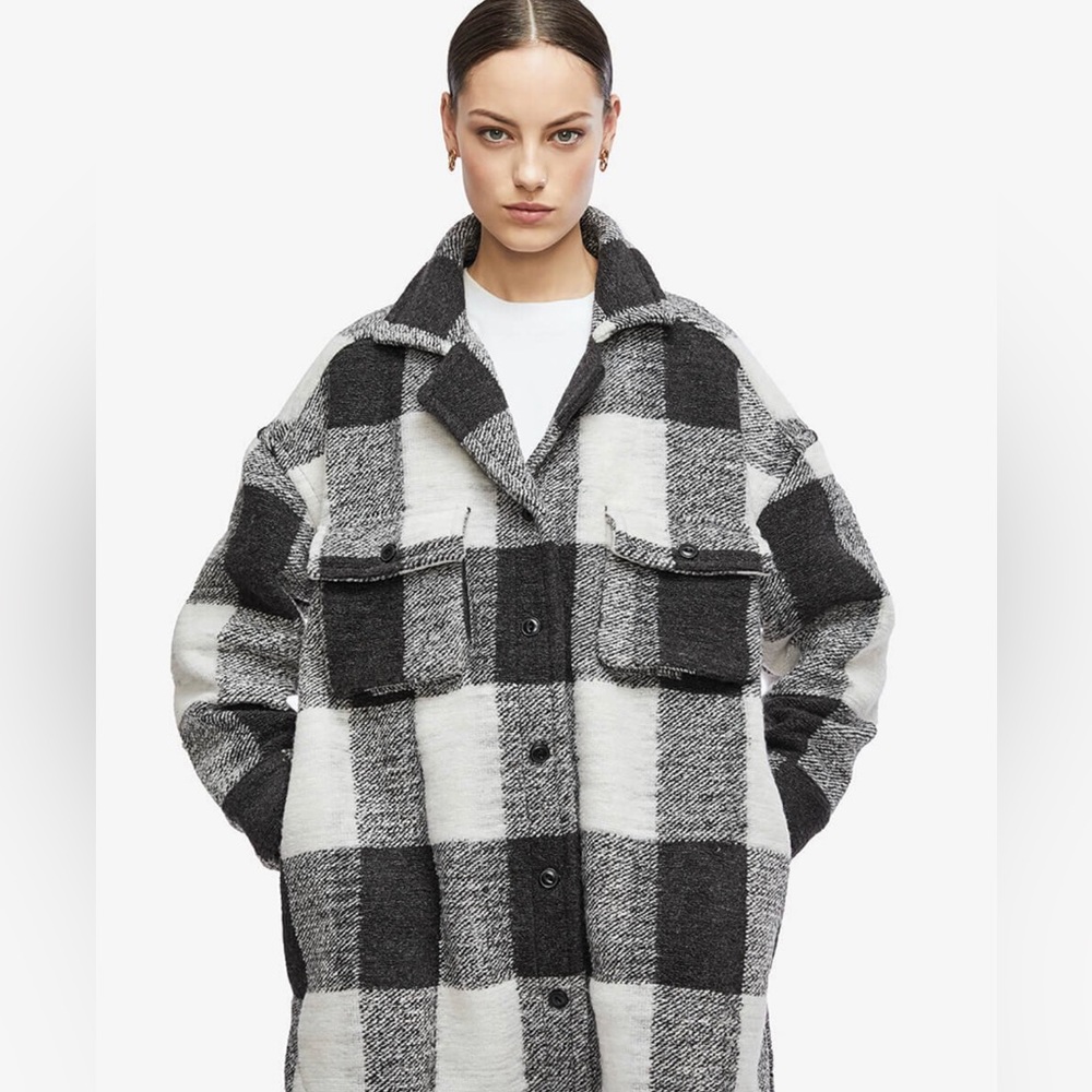 Anine Bing Mave Wool-Blend Buffalo Plaid Flannel Jacket